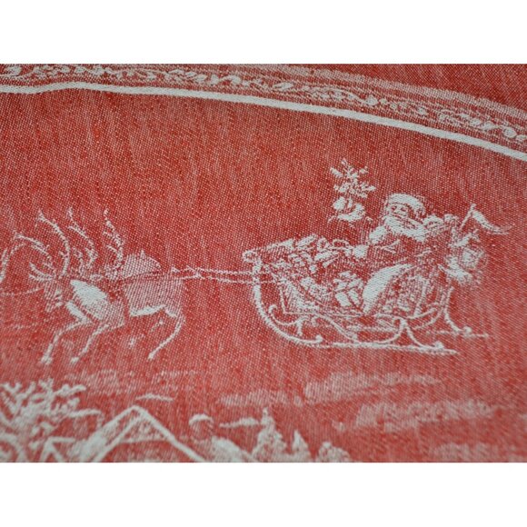 NWOT Williams Sonoma Red Table Cloth Size 70" X 108" The Night Before Christmas - Picture 3 of 10